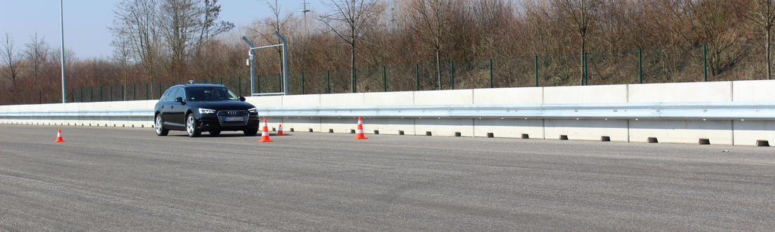 Vehicle at outdoor testing area